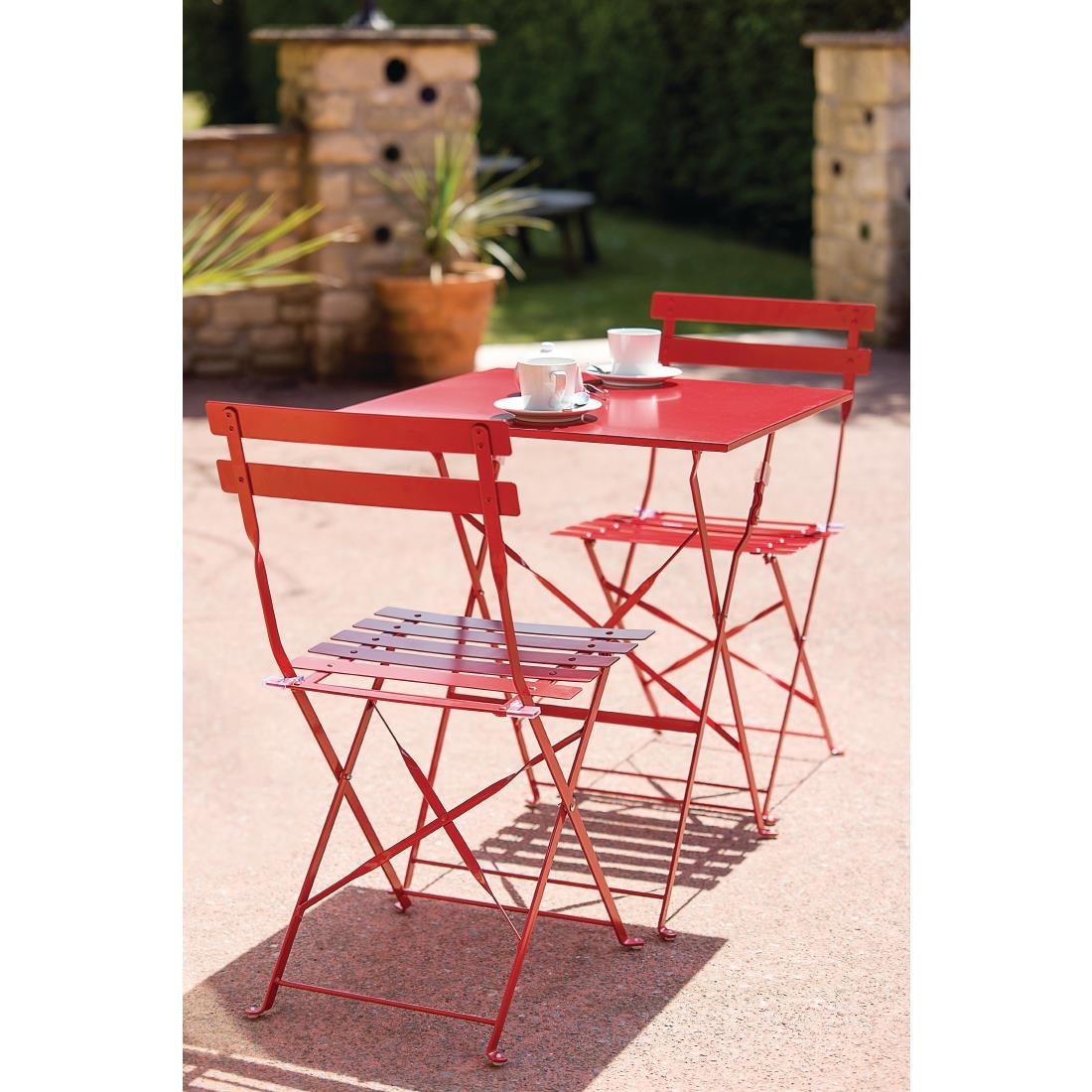 Chaises de terrasse en acier Bolero rouges (Lot de 2) - FRANCE CHR