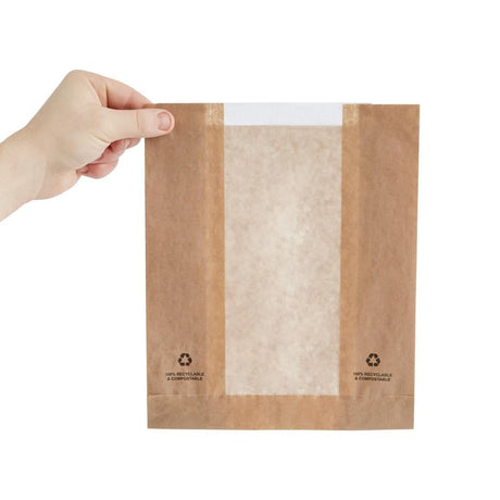 Sachets en papier avec fenêtre glassine Fiesta Compostable (lot de 1000) - FRANCE CHR