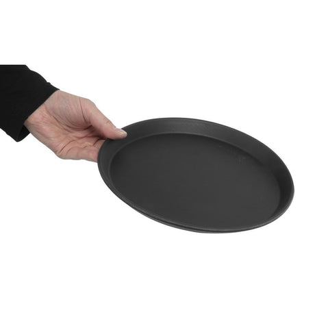 Plateau de service rond fibre de verre antidérapant Camtread Cambro noir 28 cm - FRANCE CHR