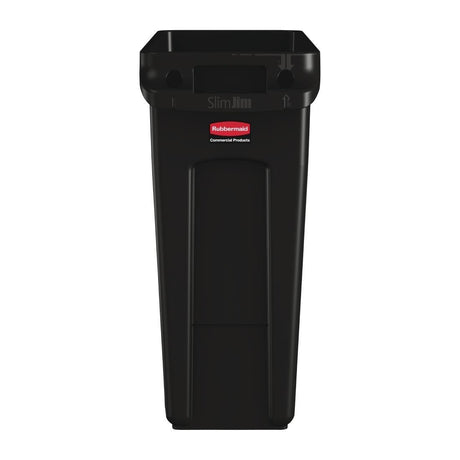 Collecteur de recyclage avec conduits d'aération Rubbermaid Slim Jim noir 60L - FRANCE CHR