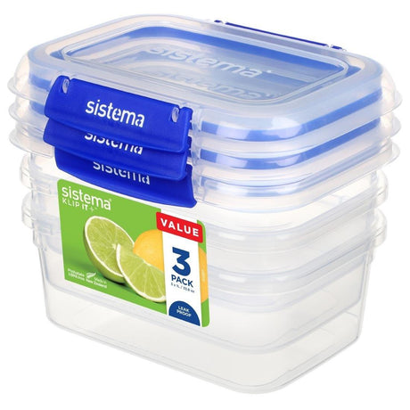 Boîtes alimentaires rectangulaires Sistema Klip It Plus 1L (lot de 3) - FRANCE CHR