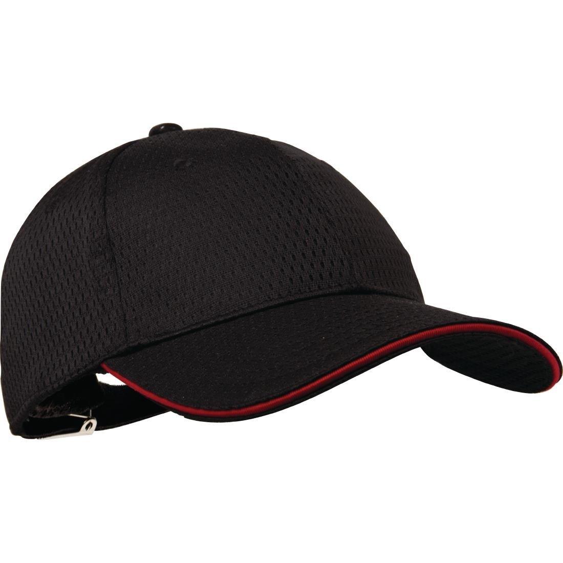 Casquette baseball Cool Vent Chef Works noire et rouge - FRANCE CHR