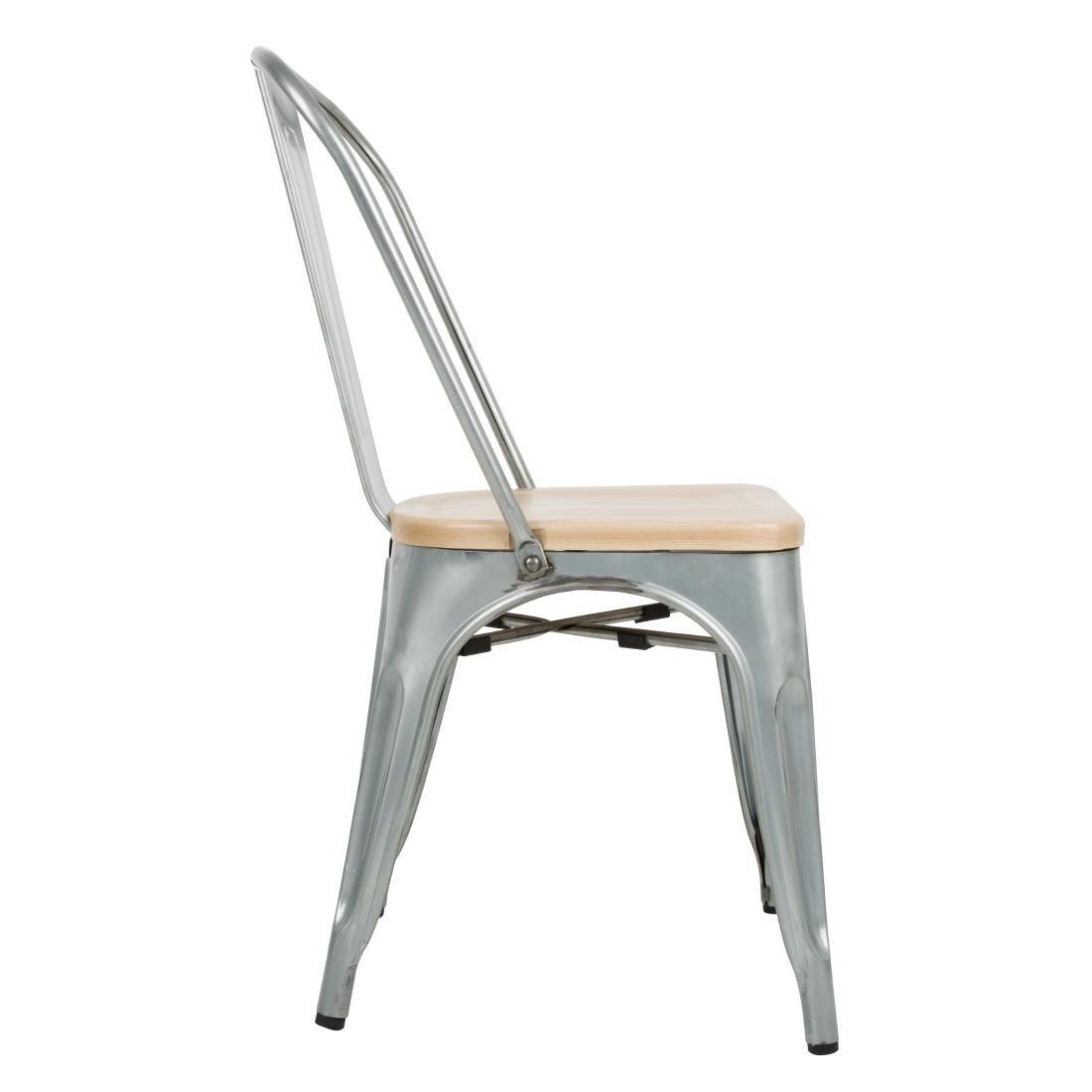 Chaises en acier avec assise en bois Bolero (lot de 4) - FRANCE CHR