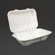 Boîtes repas en bagasse compostables avec couvercle à charnière Vegware 228mm (Lot de 200) - FRANCE CHR