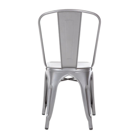 Chaises bistro en acier gris métallisé Bolero (lot de 4) - FRANCE CHR