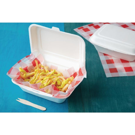 Barquettes à charnière en bagasse compostables Fiesta Compostable 18,2 cm (lot de 250) - FRANCE CHR