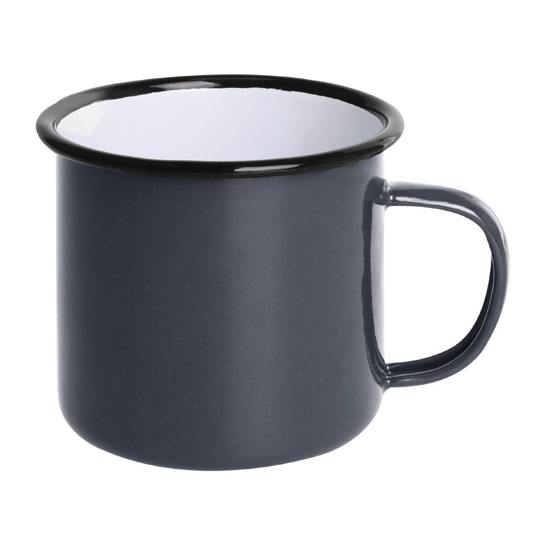 Mugs en acier émaillé gris et noir Olympia 350ml - FRANCE CHR