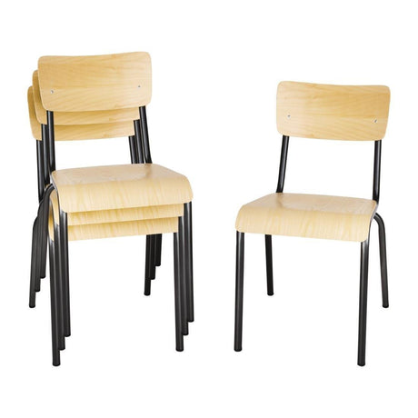 Chaises avec assise et dossier en bois Bolero Cantina gris métal (lot de 4) - FRANCE CHR