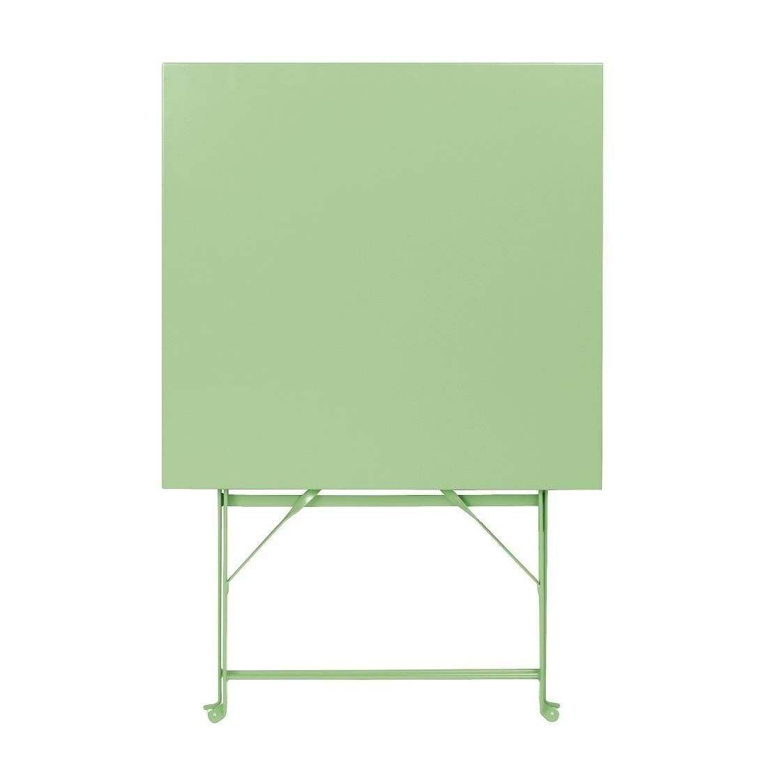 Table de terrasse carrée pliante en acier Bolero vert clair 600 mm - FRANCE CHR