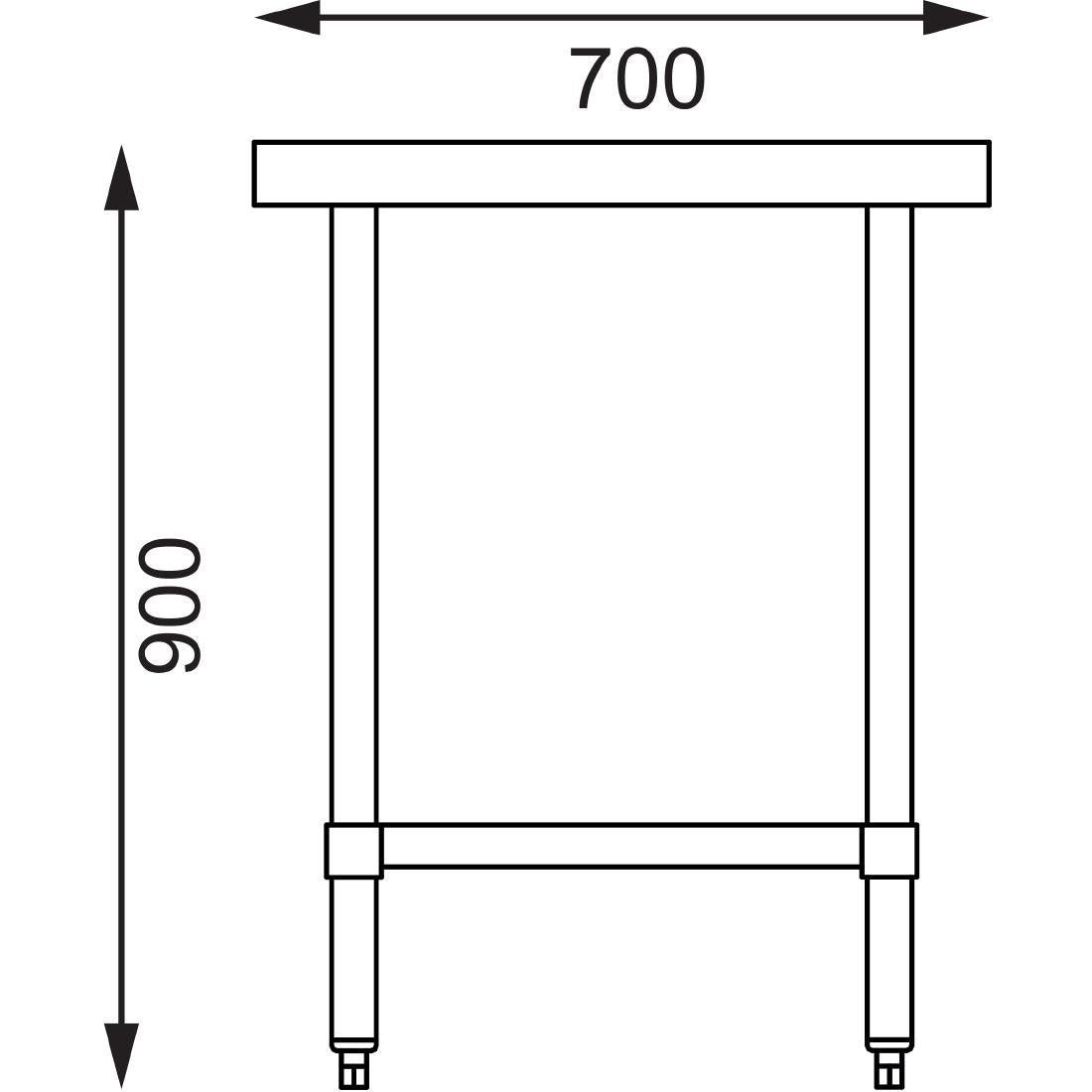 Table en acier inoxydable sans rebord Vogue 600 x 700mm - FRANCE CHR