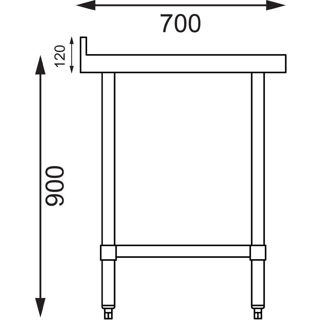 Table en acier inoxydable avec rebord Vogue 900 x 700mm - FRANCE CHR