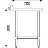 Table en acier inoxydable avec rebord Vogue 900 x 700mm - FRANCE CHR