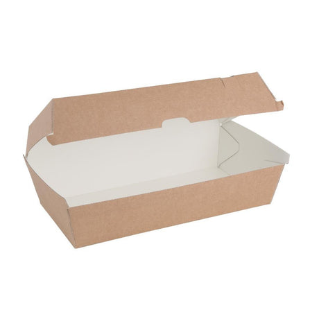 Grandes boîtes kraft avec couvercle à charnière compostables Fiesta Compostable 204mm (lot de 100) - FRANCE CHR