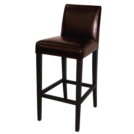 Tabouret de bar haut avec dossier en simili cuir Bolero marron foncé - FRANCE CHR