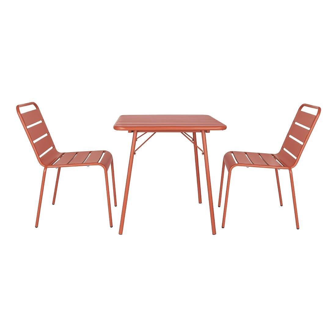 Chaises à lattes en acier Bolero terracotta (lot de 4) - FRANCE CHR