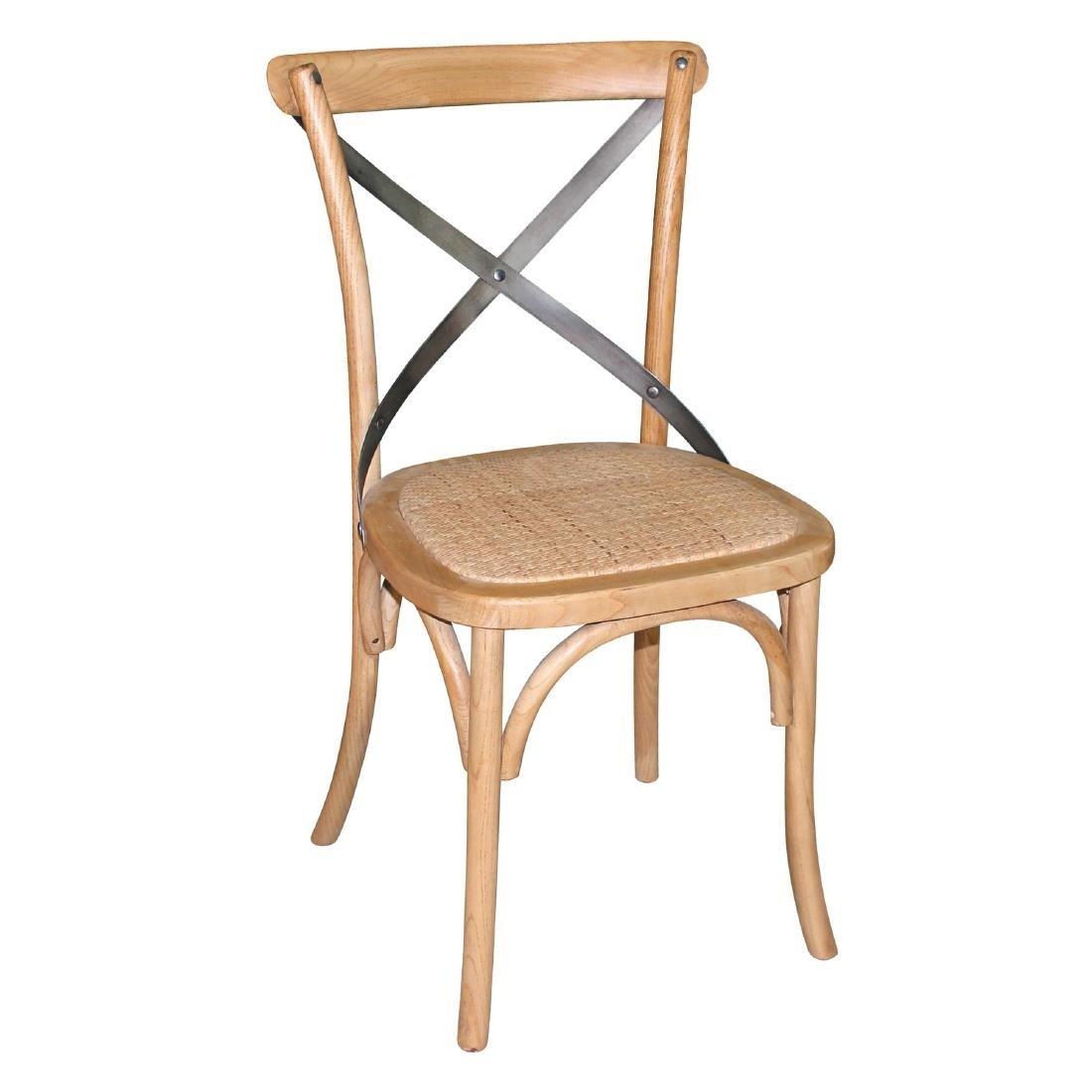 Chaises en bois patiné avec dossier croisé Bolero naturel (Lot de 2) - FRANCE CHR