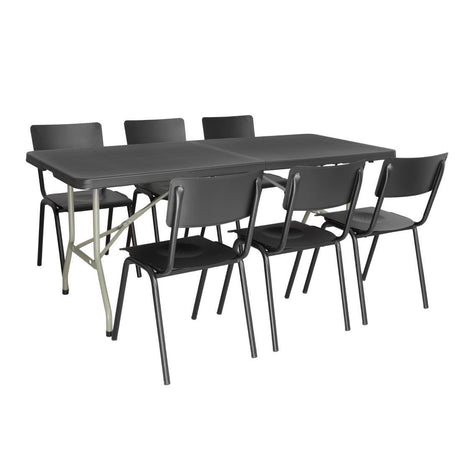 Table pliable au centre Bolero noire 1829mm - FRANCE CHR