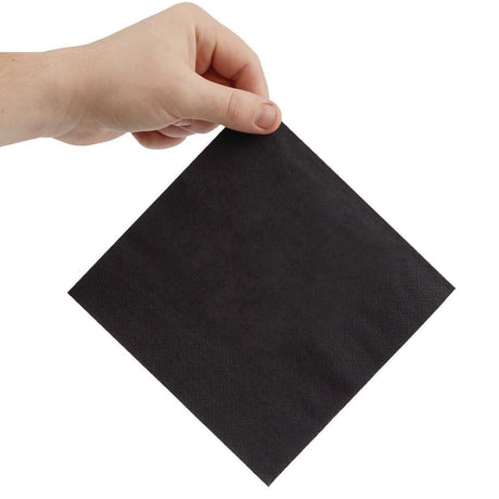 Serviettes snacking 2 plis pliage 1/4 Fiesta Recyclable 330mm noires (lot de 2000) - FRANCE CHR