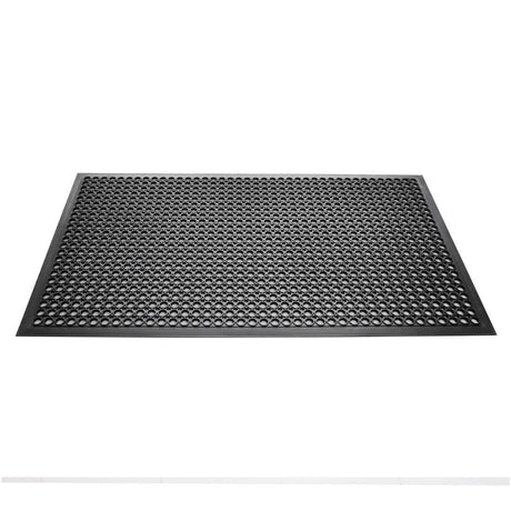 Tapis en caoutchouc anti-dérapant et anti-fatigue Jantex noir 1500 x 900mm - FRANCE CHR