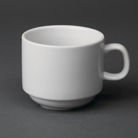 Tasse à thé empilable blanche whiteware Olympia 200ml (Lot de 12) - FRANCE CHR