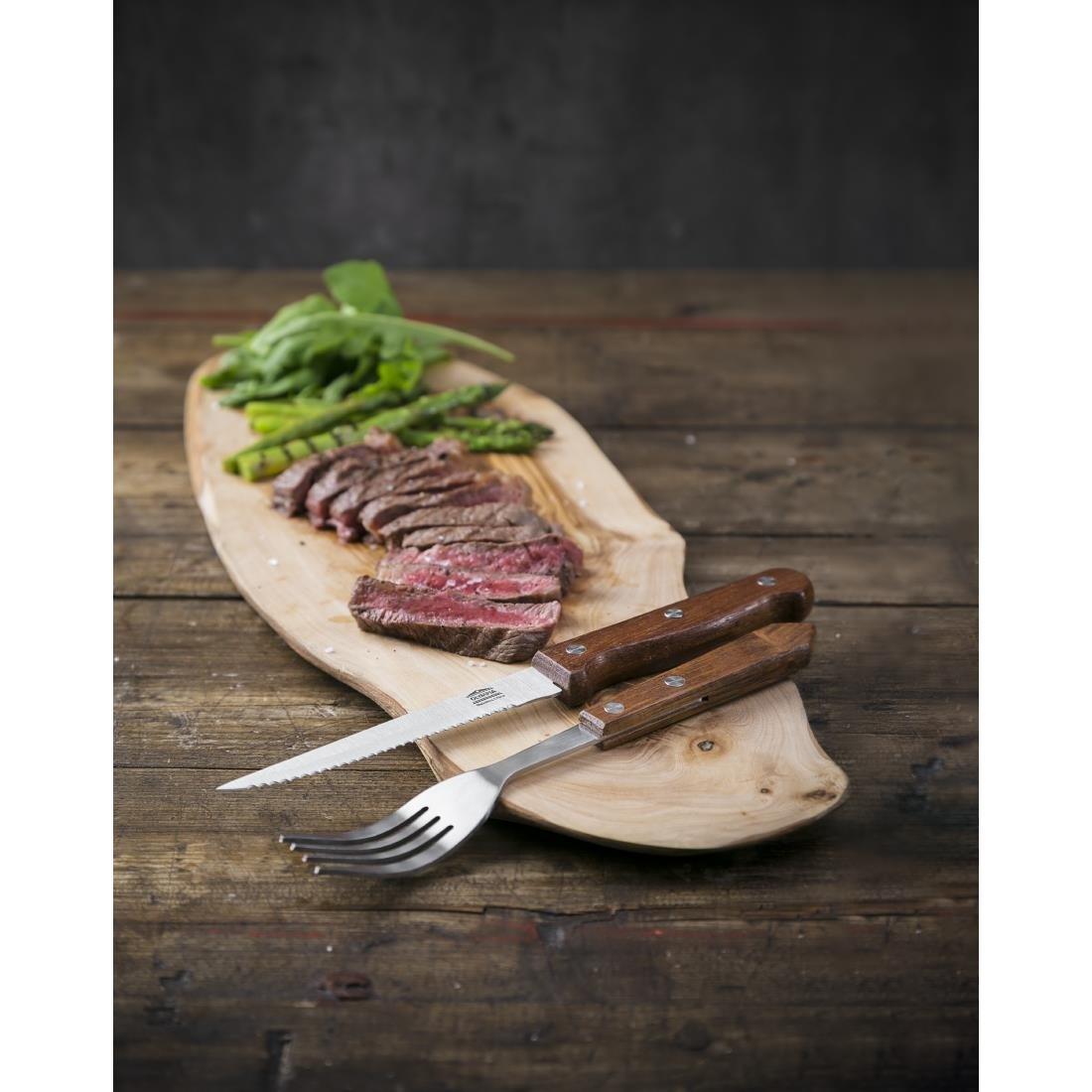 Couteaux à viande Olympia manche en bois (Lot de 12) - FRANCE CHR