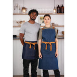 Tablier serveur Southside denim bleu et ceinture ocre - FRANCE CHR