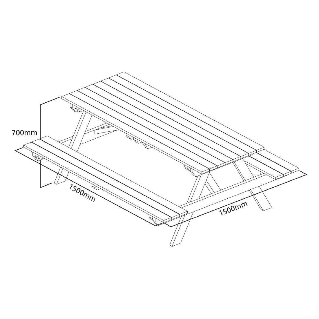 Table pique-nique en bois 1,5m - FRANCE CHR