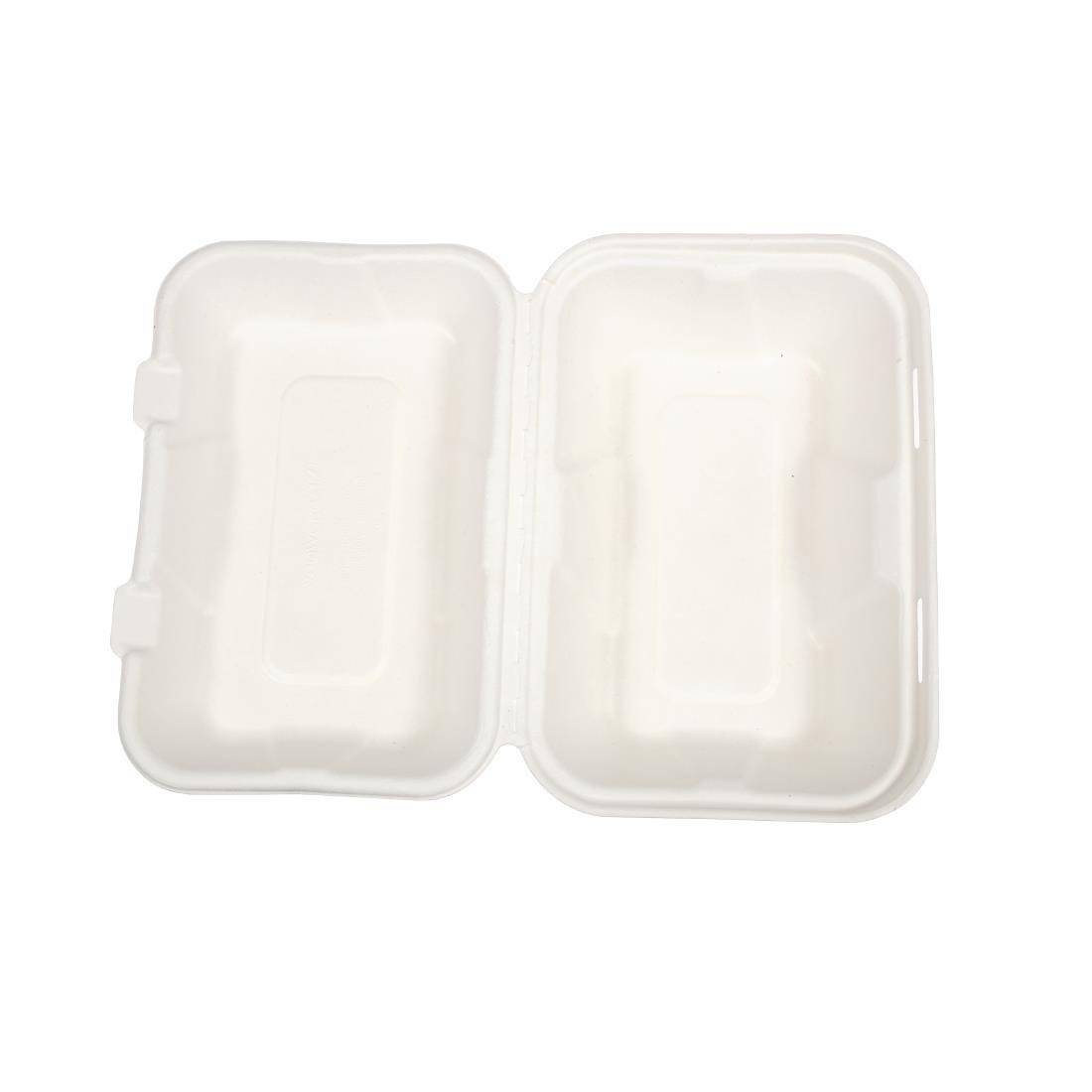 Boîtes repas en bagasse compostables avec couvercle à charnière Vegware 228mm (Lot de 200) - FRANCE CHR