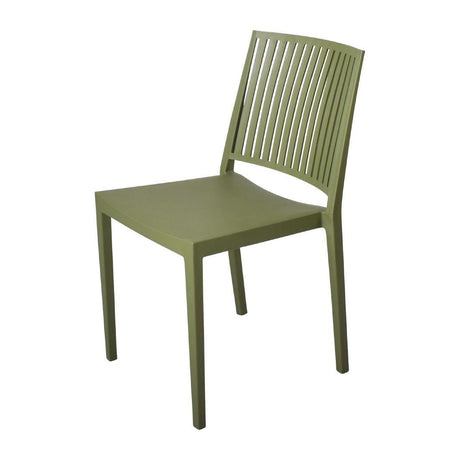 Chaises d'extérieur en polypropylène empilables Baltimore vert olive (lot de 4) - FRANCE CHR