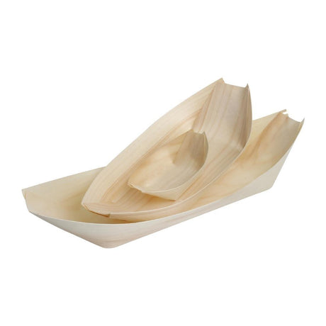 Plats biodégradables en peuplier pirogue Fiesta Compostable 80mm (Lot de 100) - FRANCE CHR