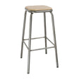 Tabouret haut en acier galvanisé avec assise en bois Bolero Cantina (lot de 4) - FRANCE CHR