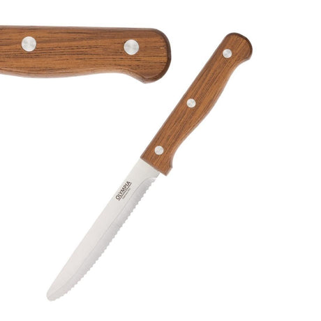 Couteaux à steak arrondis Olympia bois (x12) - FRANCE CHR