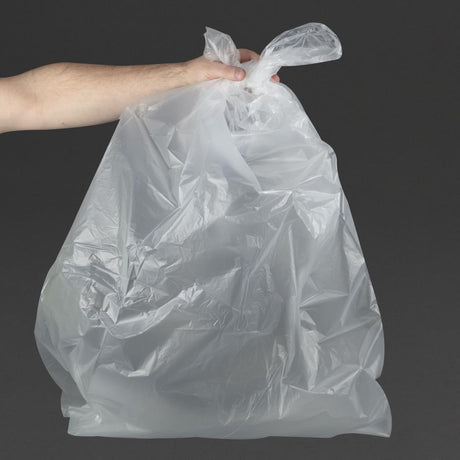 Sacs poubelle recyclés transparents Jantex utilisation intensive 18kg 120L (lot de 200) - FRANCE CHR