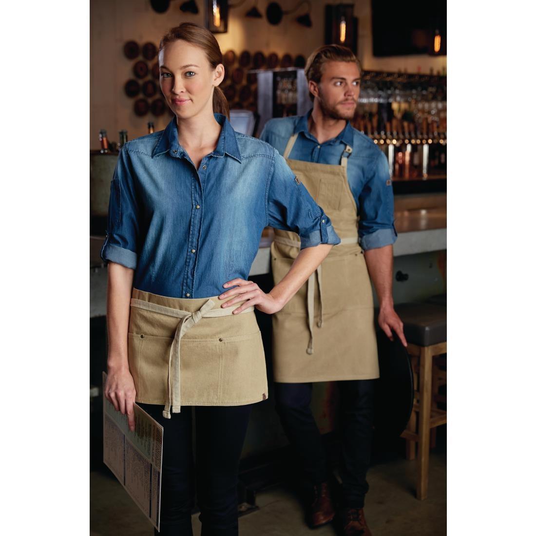 Tablier bavette Chef Works Urban Austin Denim beige - FRANCE CHR