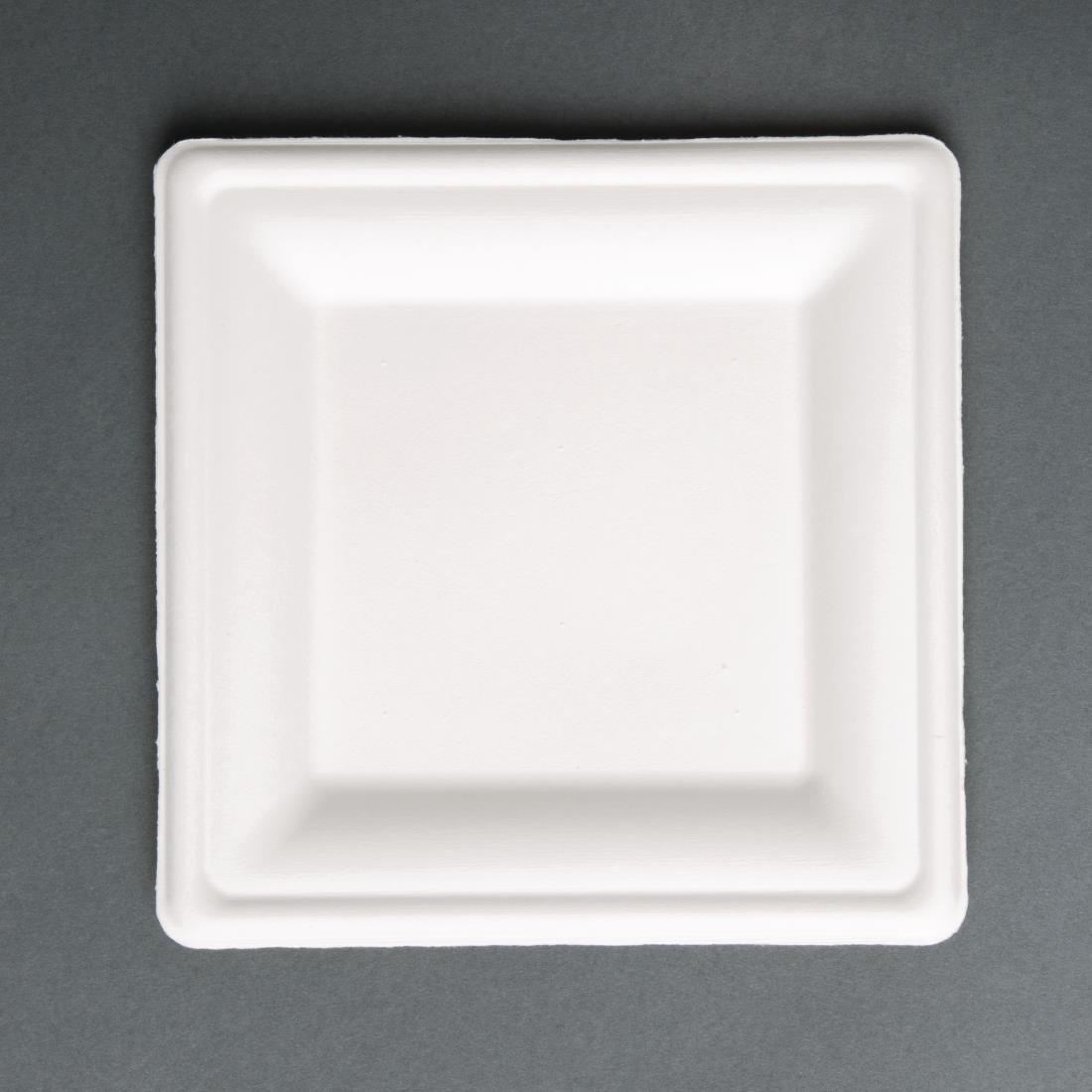 Assiettes carrées compostables en bagasse Fiesta Compostable 204mm (lot de 50) - FRANCE CHR