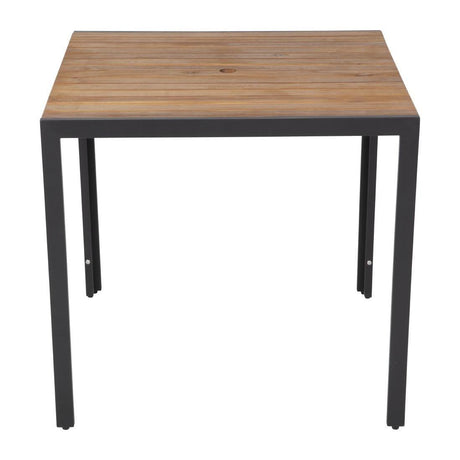 Table carrée en acier et acacia Bolero 80 cm - FRANCE CHR