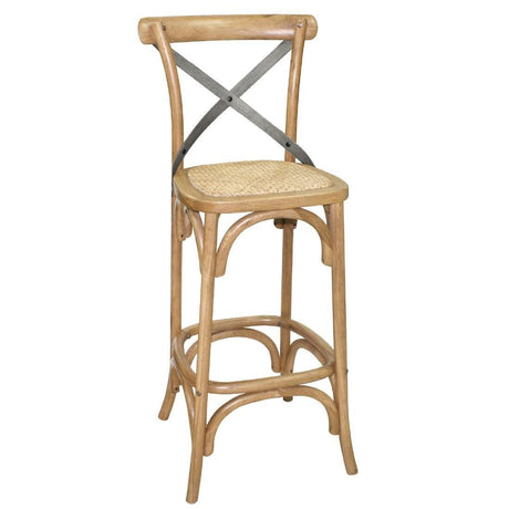 Tabouret de bar en bois avec dossier croisé Bolero métal - FRANCE CHR