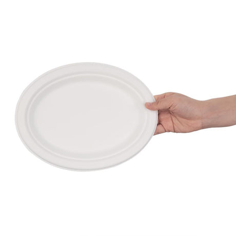 Assiettes ovales compostables en bagasse Fiesta Compostable 198mm (lot de 50) - FRANCE CHR