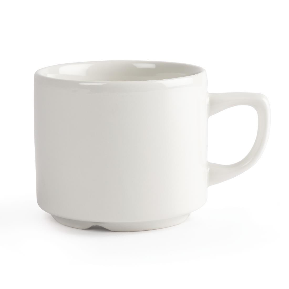 Tasses à thé Maple empilables blanches Churchill Whiteware 200ml (lot de 24) - FRANCE CHR