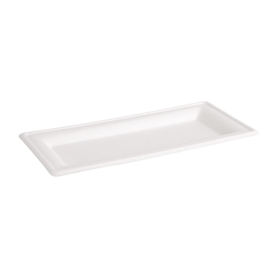 Assiettes rectangulaires compostables en bagasse Fiesta Compostable 258mm (lot de 50) - FRANCE CHR