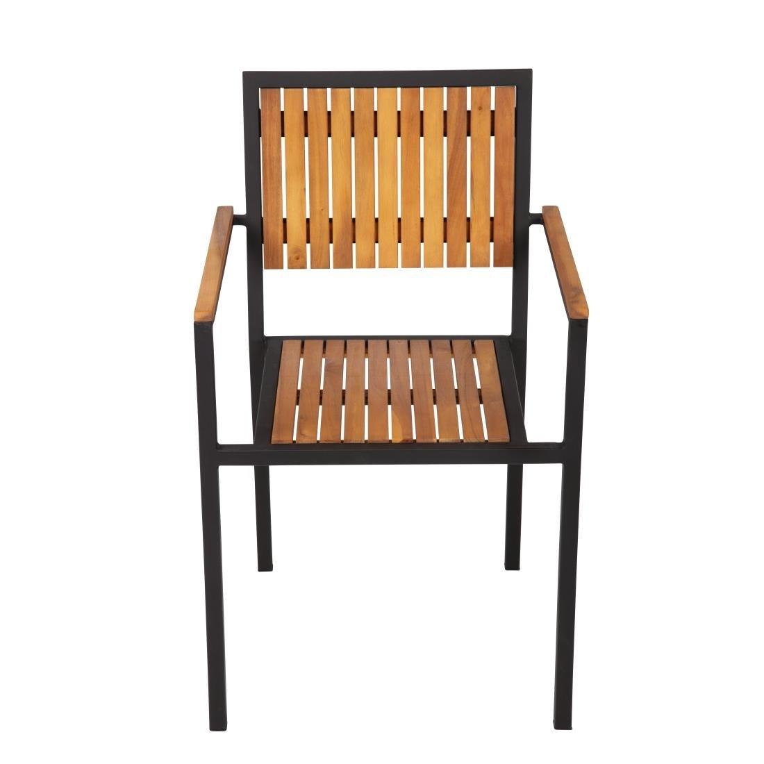 Fauteuils en acier et acacia Bolero (lot de 4) - FRANCE CHR