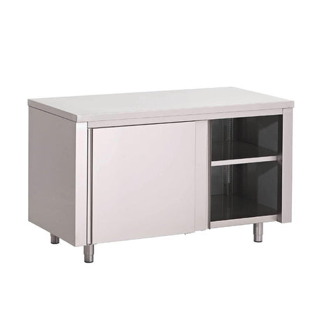 Table armoire inox avec portes coulissantes Gastro M 1400 x 700 x 880mm - FRANCE CHR