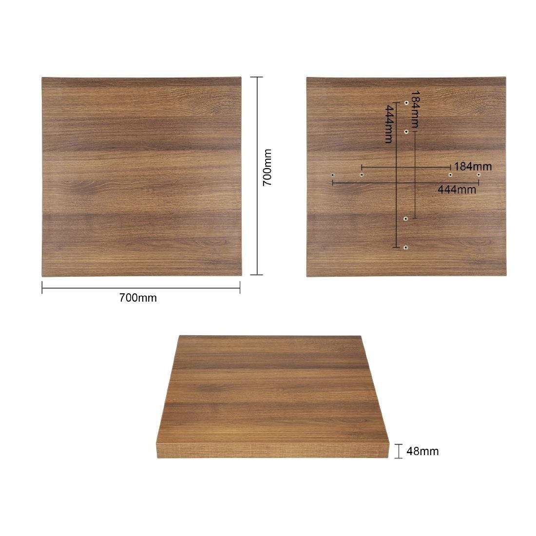 Plateau de table carré Bolero 700mm effet bois chêne rustique - FRANCE CHR