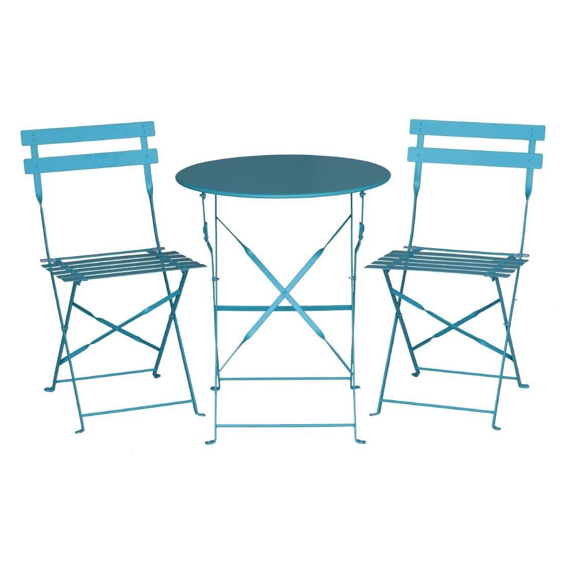 Chaises de terrasse pliantes en acier Bolero bleu turquoise (Lot de 2) - FRANCE CHR