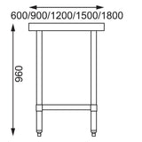 Table en acier inoxydable sans rebord Vogue 1500 x 700mm - FRANCE CHR