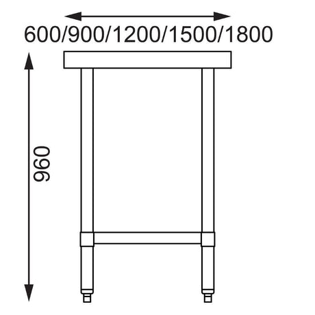 Table en acier inoxydable sans rebord Vogue 1500 x 700mm - FRANCE CHR