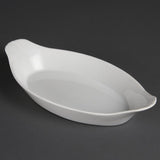 Plats ovales à oreilles blancs Olympia 290 x 166mm (Lot de 6) - FRANCE CHR