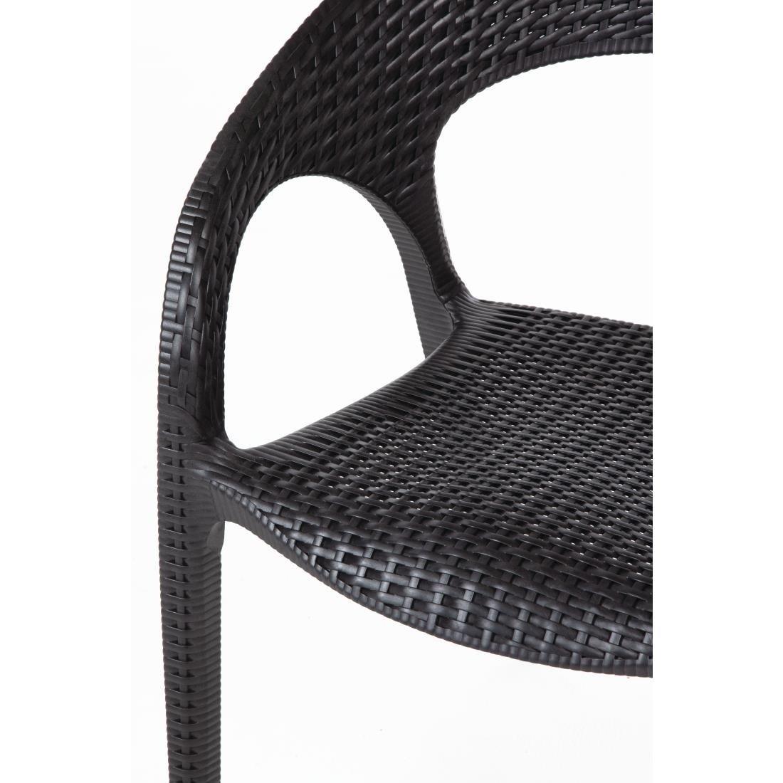 Fauteuils enveloppants en rotin PP Bolero noirs (lot de 4) - FRANCE CHR
