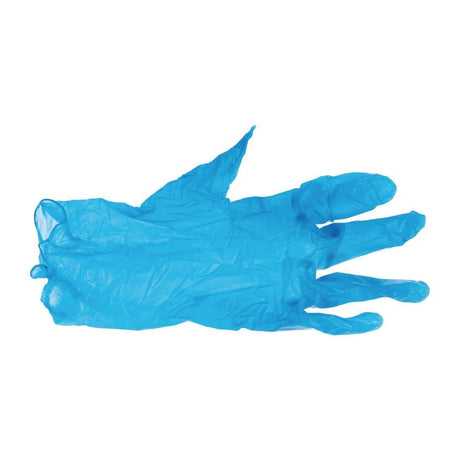 Gants alimentaires en vinyle non poudrés Hygiplas bleus S (Lot de 100) - FRANCE CHR