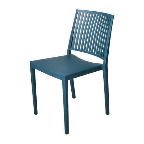 Chaises d'extérieur en polypropylène empilables Baltimore bleu pétrole (lot de 4) - FRANCE CHR